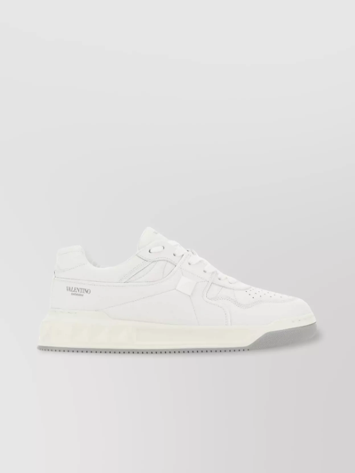 Shop Valentino Nappa Leather Stud Sneakers In White
