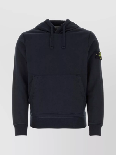 Shop Stone Island Cotton Sweatshirt With Ribbed Cuffs And Hem In Blue