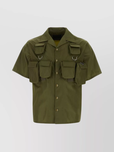Shop Prada Nylon Shirt With Short Sleeves And Flap Pockets