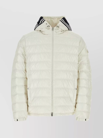 Shop Moncler Lule Polyester Down Jacket With Ribbed Cuffs And Striped Collar