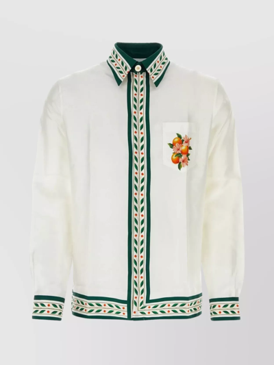 Shop Casablanca Printed Design Silk Shirt