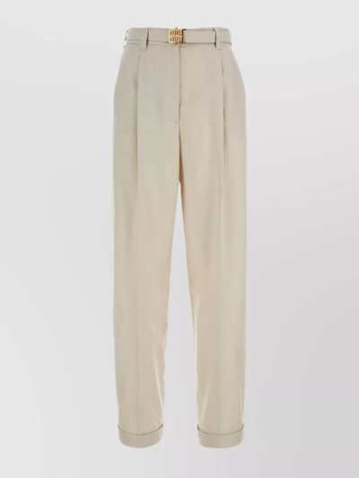 Shop Miu Miu Wool Pant With Elastic Waistband And Wide Leg