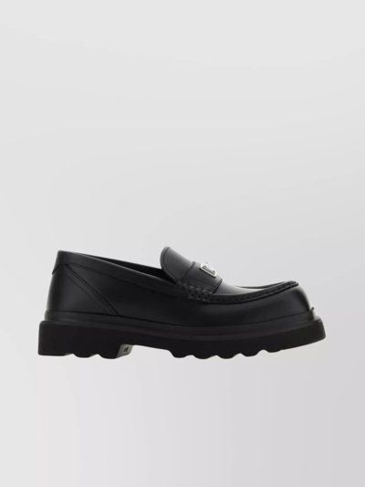Shop Dolce & Gabbana Leather Loafers With Chunky Sole And Penny Strap
