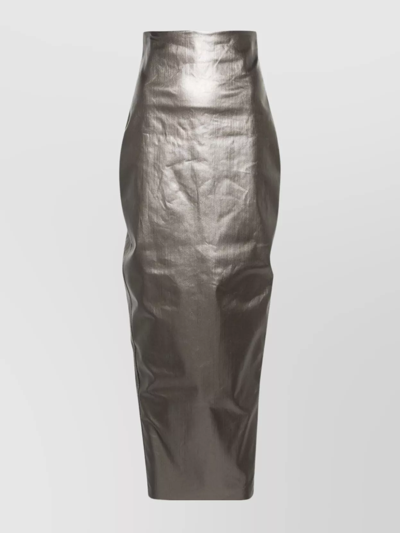 Shop Rick Owens Coated Stretch Denim Skirt With Split Seam