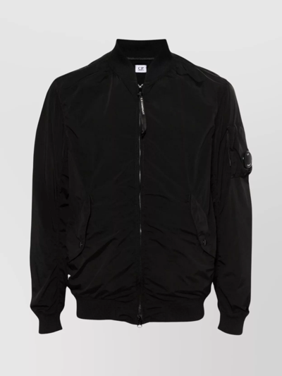Shop C.p. Company Short Jacket With Ribbed Collar And Lens Detail