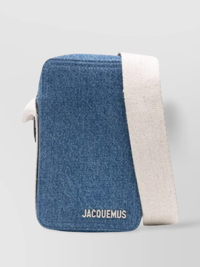 Shop Jacquemus Denim Leather Shoulder Bag