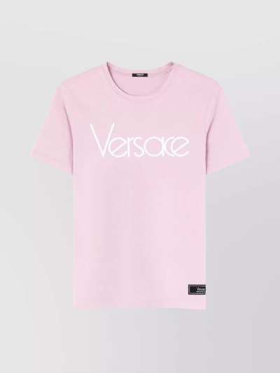 Shop Versace Sleeve Crew Neck Jersey Top