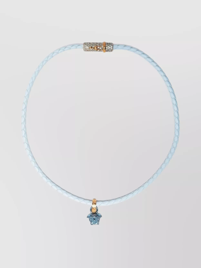Shop Versace Medusa Woven Choker Necklace Crystal Embellished