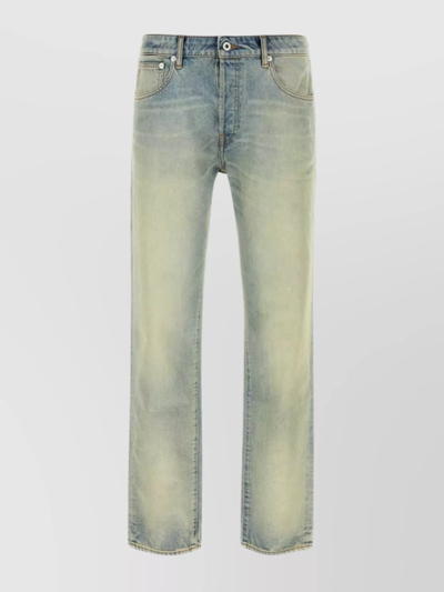 Shop Kenzo Patched Faded Wash Denim Trousers