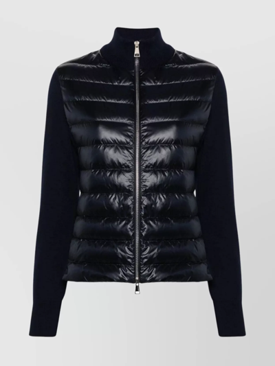 Shop Moncler Wool Cardigan With Padded Contrast Sleeves