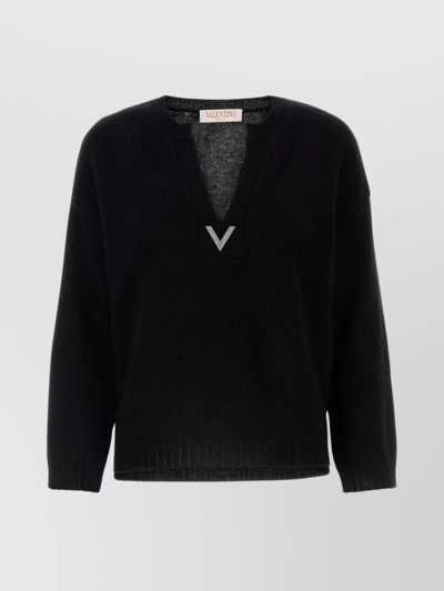 Shop Valentino Wool V-neck Oversize Sweater