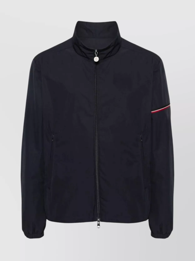 Shop Moncler Striped Detail Stand-up Collar Jacket