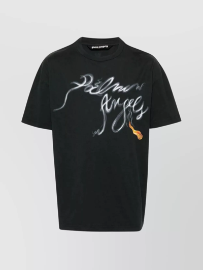 Shop Palm Angels Smoke Effect Graphic Print Crewneck T-shirt