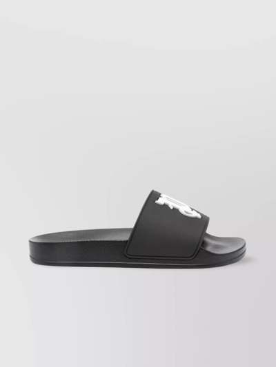 Shop Palm Angels Monogram Slide Sandals With Flat Sole