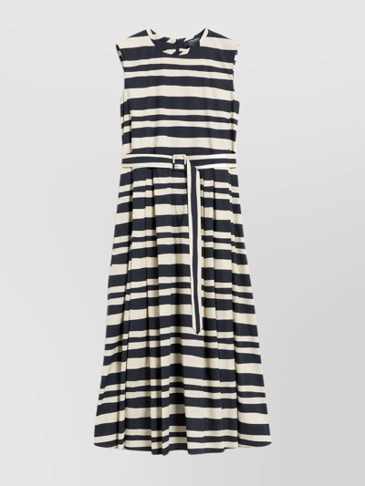 Shop 's Max Mara Striped Midi Dress Belted Waist