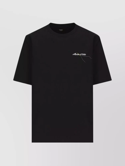 Shop Fendi Crew Neck Cotton T-shirt Over Fit