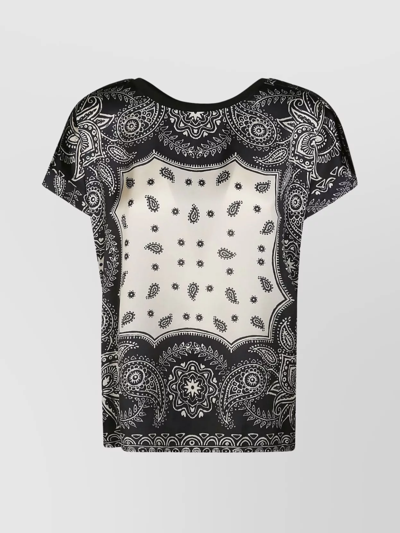Shop Liu •jo Crew Neck Embroidered Paisley Short Sleeve Top
