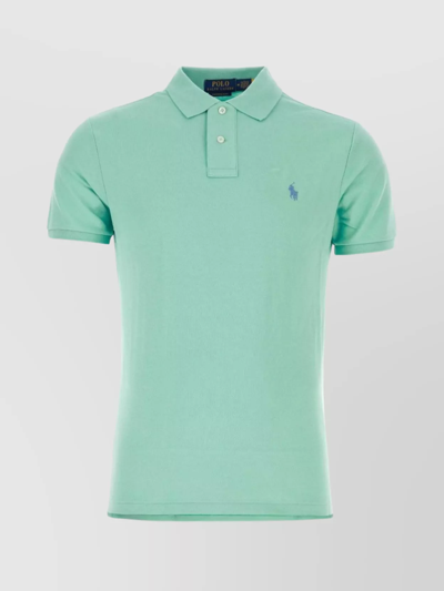 Shop Polo Ralph Lauren Ribbed Collar Short Sleeves Straight Hem Polo Shirt