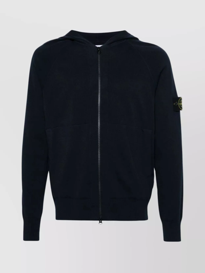 Shop Stone Island Ribbed Crewneck Sweater With Hood And Pockets