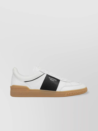 Shop Valentino Low-top Round Toe Sneakers With Rubber Sole