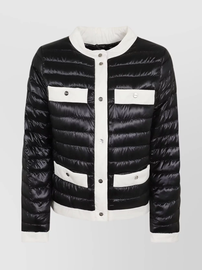 Shop Herno Quilted Jacket With Contrast Collar And Side Pockets