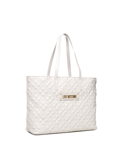 Shop Love Moschino Shoulder Bag With Logo In Ivory
