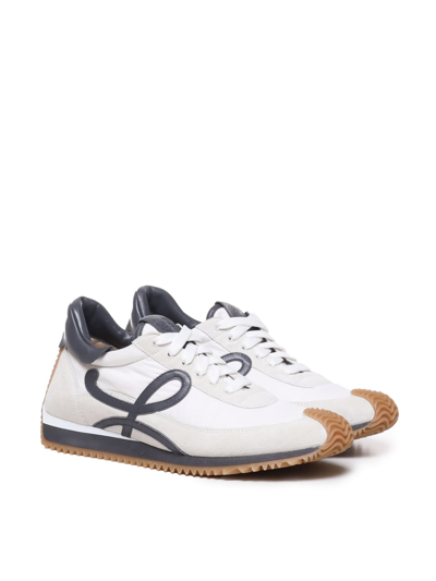 Shop Loewe Flow Runner In Nylon And Suede In Blue Anthracite/white