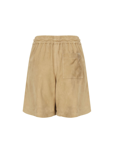 Shop Loewe Suede Shorts In Gold