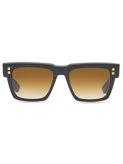 Shop Dita Dts434/a/01 Warthen Sunglasses In Black Yellow Gold