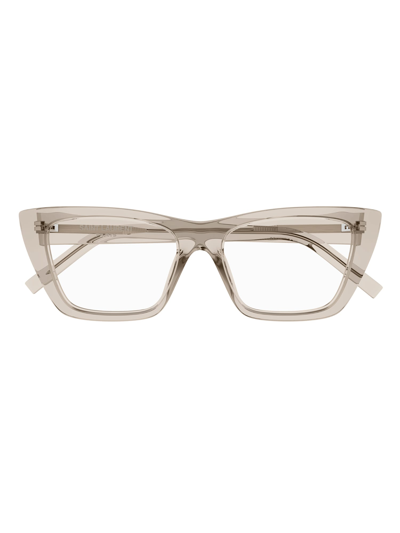 Shop Saint Laurent Sl 276 Mica Opt Eyewear In Beige Beige Transpare