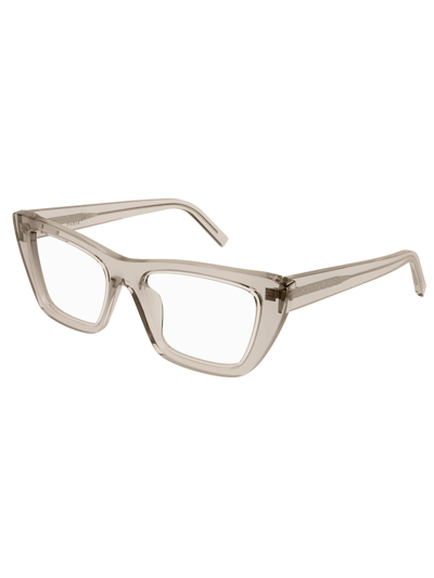 Shop Saint Laurent Sl 276 Mica Opt Eyewear In Beige Beige Transpare