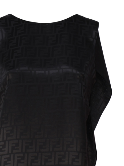 Shop Fendi Ff Satin Sleeveless Dress In Black
