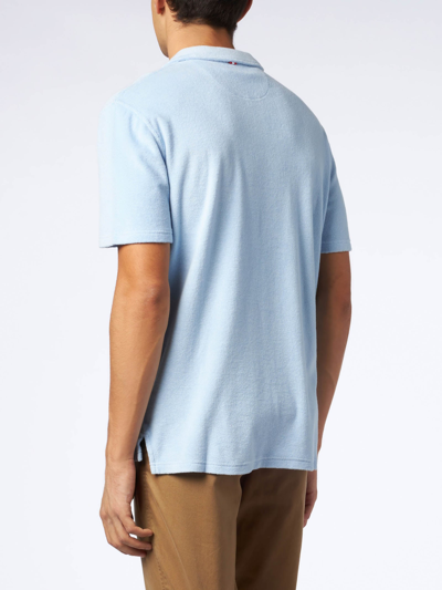 Mc2 Saint Barth Man Light Blue Terry Polo In Blue