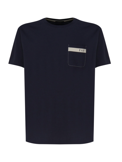 Shop Fay Cotton T-shirt With Little Pocket In Biro