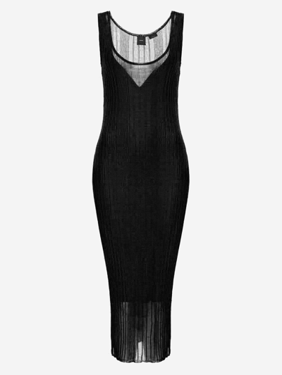 Shop Pinko Transparent Crepe Midi Dress In Black