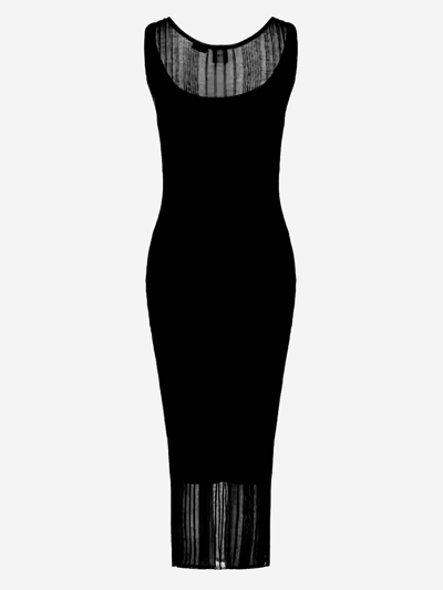 Shop Pinko Transparent Crepe Midi Dress In Black