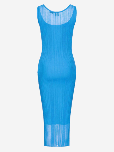 Shop Pinko Transparent Crepe Midi Dress In Clear Blue