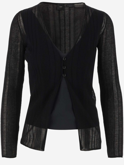 Shop Pinko Lightweight Knit Cardigan In Black