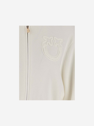 Shop Pinko Cardigan With Zipper And Logo In White
