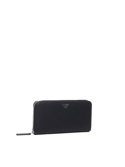 Shop Emporio Armani Wallet With Logo Plaque In Black