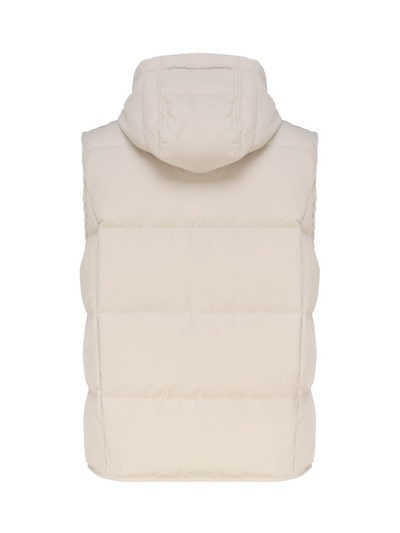 Shop Eleventy Padded Vest With Hood In Beige