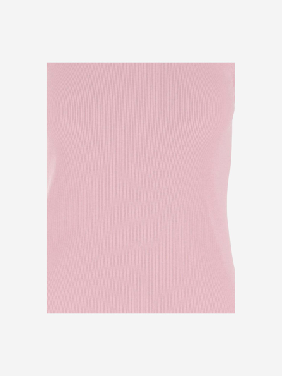 Shop Pinko Stretch Cotton Tank Top With Logo In Pink