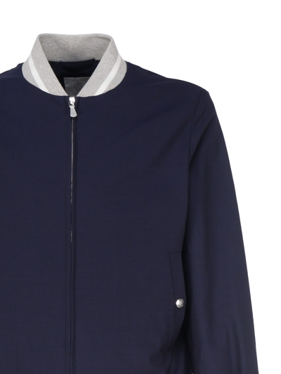 Shop Eleventy Bomber Jacket With Contrasting Edge In Blu