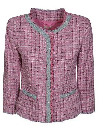 Shop Liu •jo Boucle Jacket In Pink