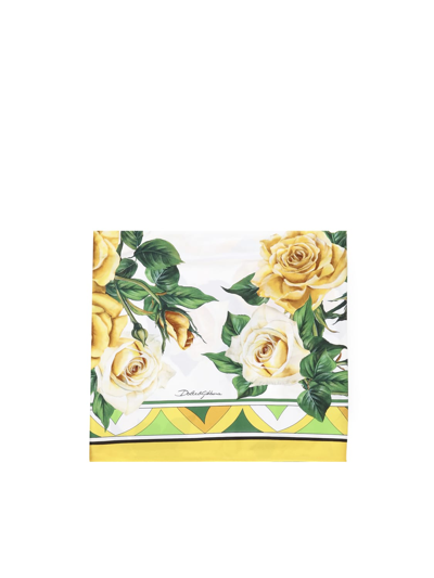 Shop Dolce & Gabbana Yellow Rose Scarf