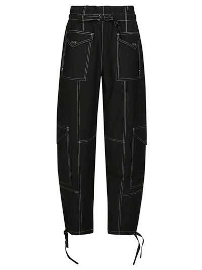 Shop Ganni Pocket Pants In Black