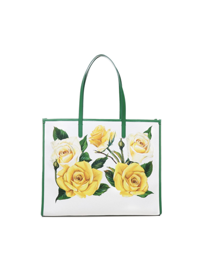 Shop Dolce & Gabbana Tote Bag With Print In Yellow
