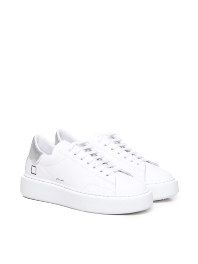 Shop Date Sneakers Levante In Pelle Di Vitello In White-silver