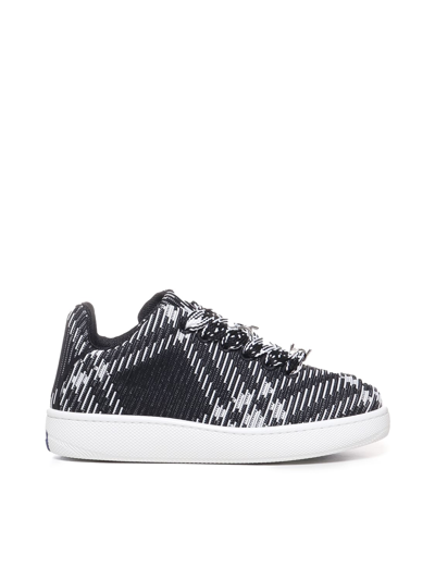 Shop Burberry Box Sneaker With Check Workmanship In Black