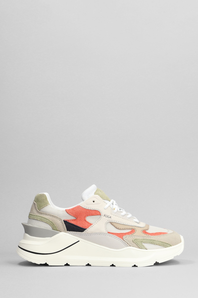 Shop Date Fuga Sneakers In Beige Leather And Fabric